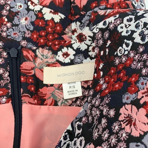 Mignon Doo brocade floral shift fit & flare dress black pink sleeveless Small - Picture 4 of 4